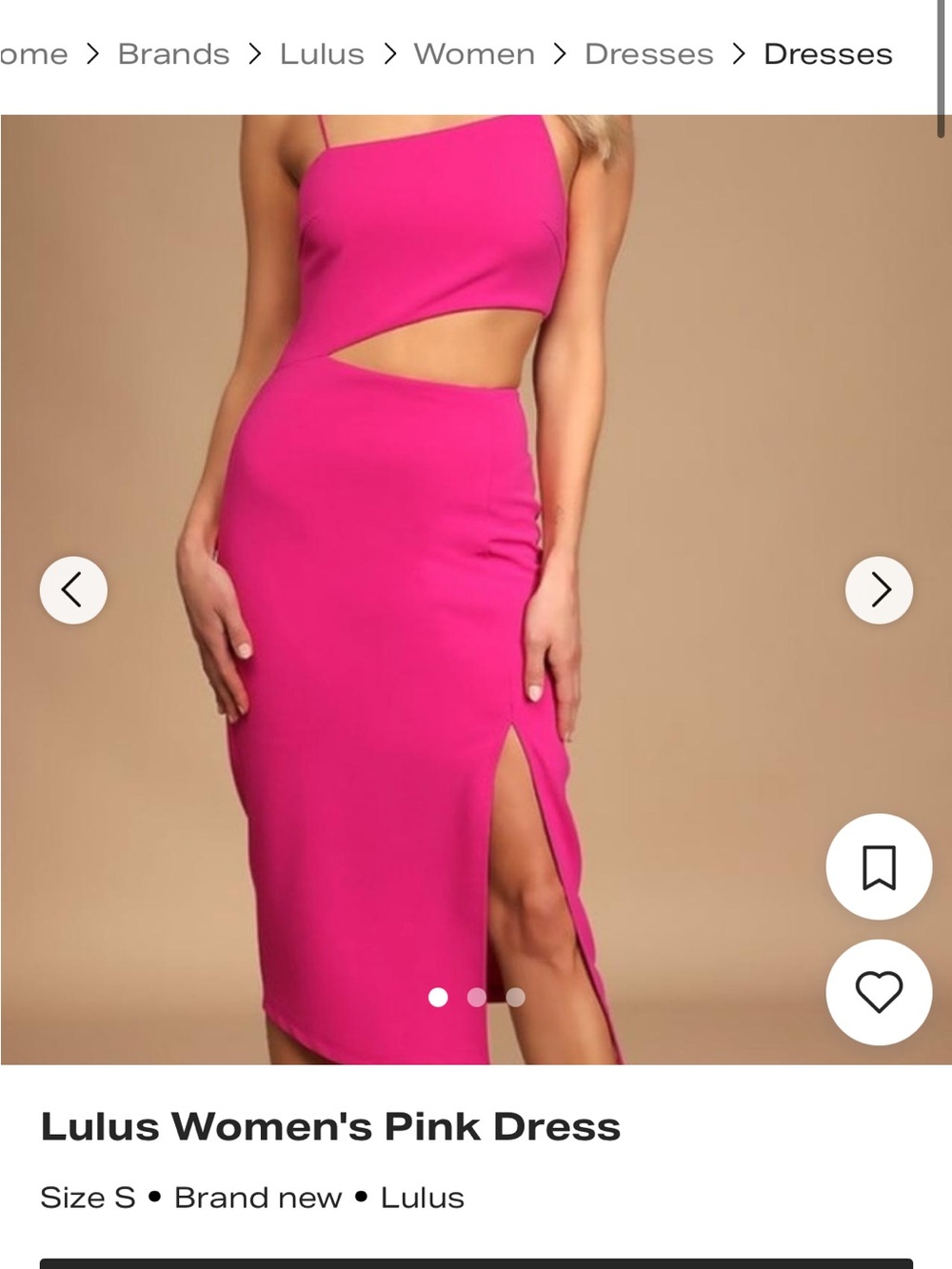 Lulu's Hot Pink Asymmetric Cutout Midi Dress